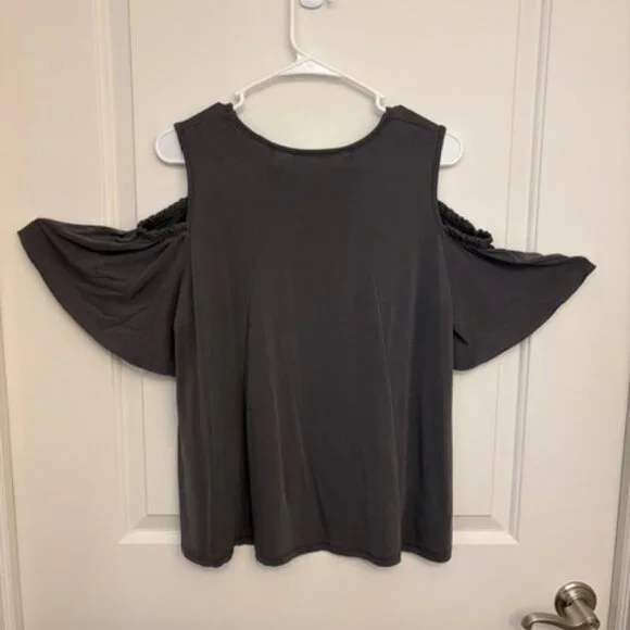 Gray Cold Shoulder Top - Picture 3 of 3